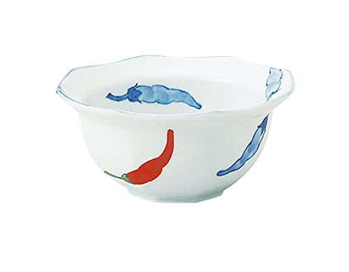 Amazon.co.jp: 錦唐辛子 八角小鉢 12.5×5.5cm 白磁 : ホーム